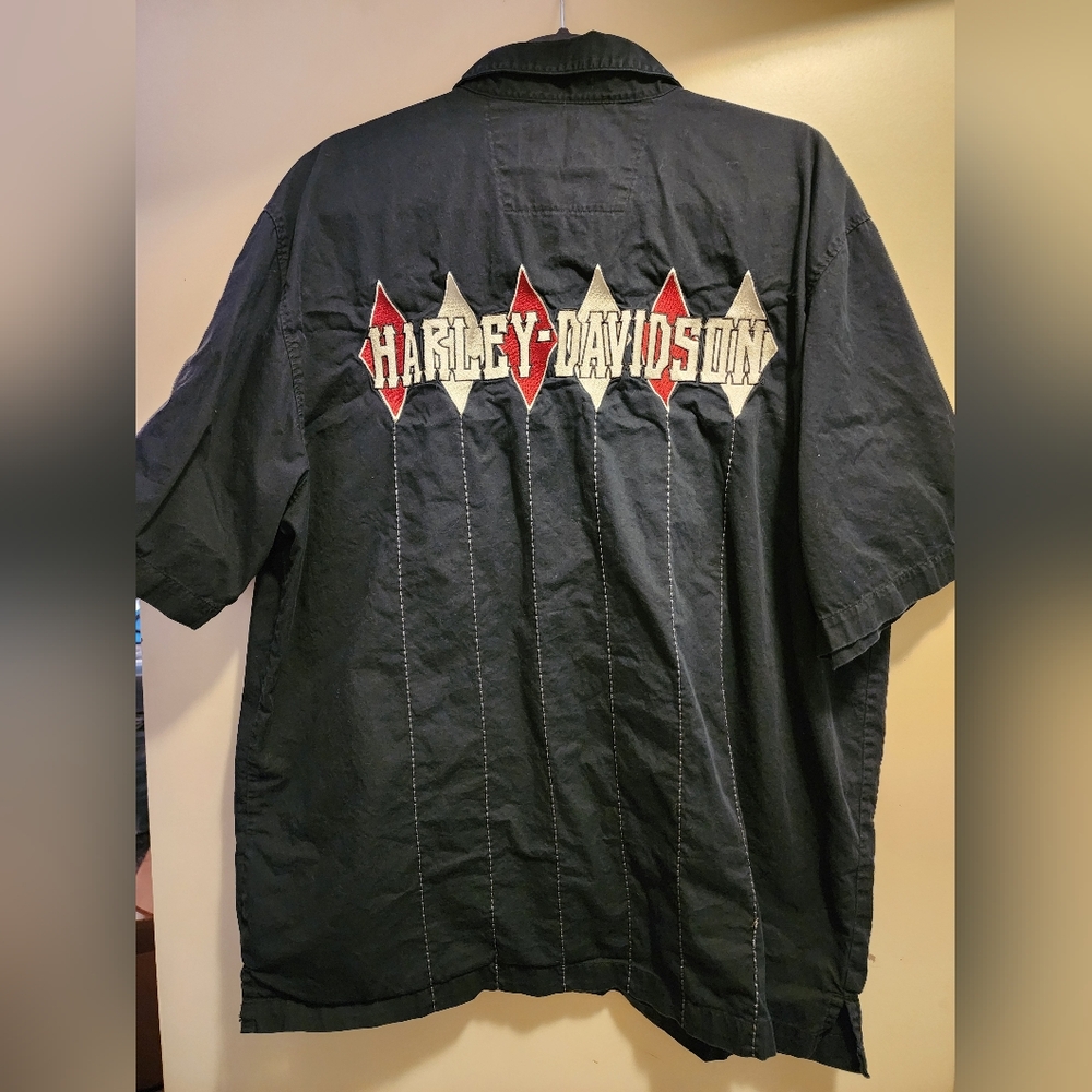 Harley-Davidson Black, White & Red Short Sleeve Shirt